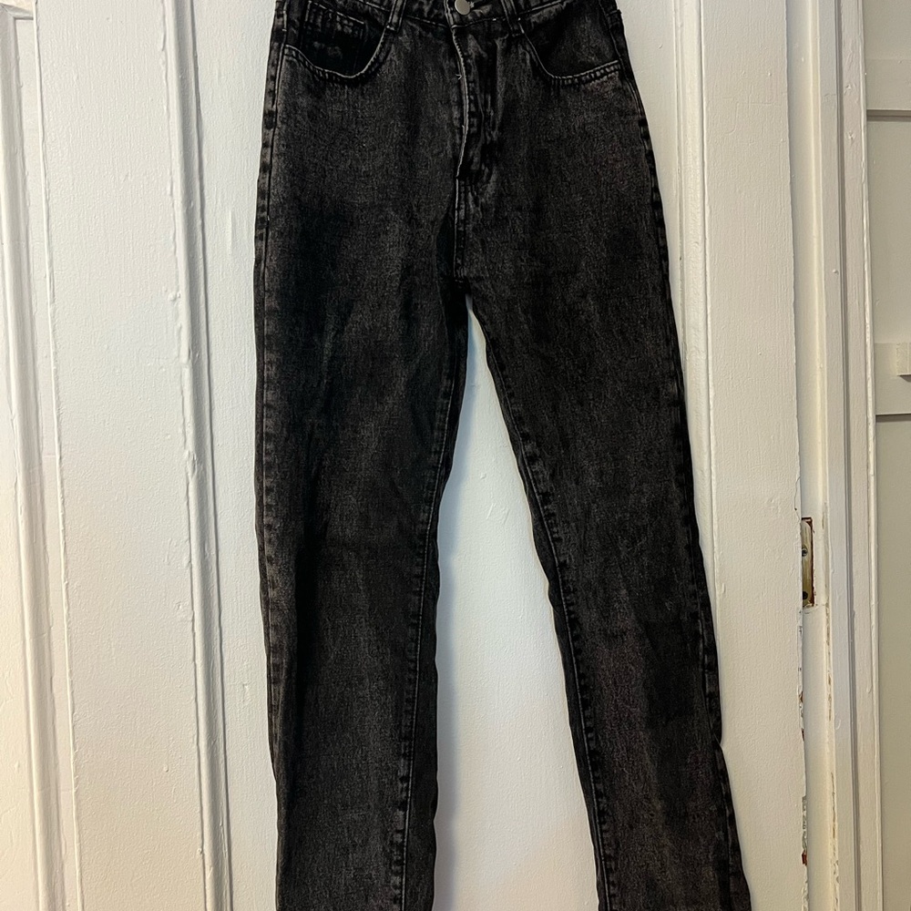 Women’s Dark Gray Vintage Style High Waisted Jeans